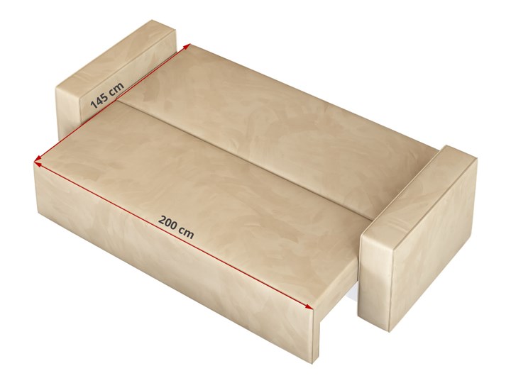 Sofa KLARA rozkładana z pojemnikiem na pościel w kolorze kremowym Szerokość 240 cm Głębokość 87 cm Funkcje Z funkcją spania Typ Gładkie