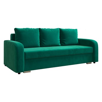Sofa LENA z funkcją spania i pojemnikiem na pościel w kolorze butelkowa zieleń
