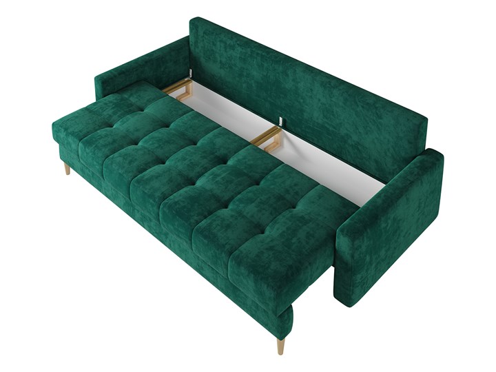 Butelkowa zieleń skandynawska rozkładana sofa z funkcją spania SCANDI Głębokość 90 cm Styl Skandynawski Szerokość 214 cm Powierzchnia spania 140x190 cm