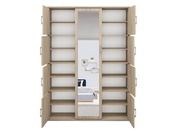 Szafa przesuwna z lustrem 140 cm MKS 02 garderoba do przedpokoju Płyta laminowana Wysokość 205 cm Stal Płyta MDF Lustro Rodzaj drzwi Przesuwne