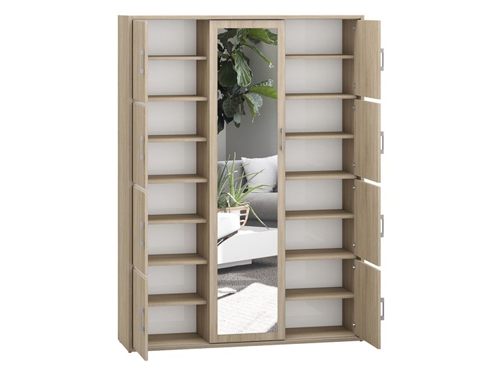 Szafa przesuwna z lustrem 140 cm MKS 02 garderoba do przedpokoju Płyta MDF Stal Wysokość 205 cm Płyta laminowana Rodzaj drzwi Przesuwne