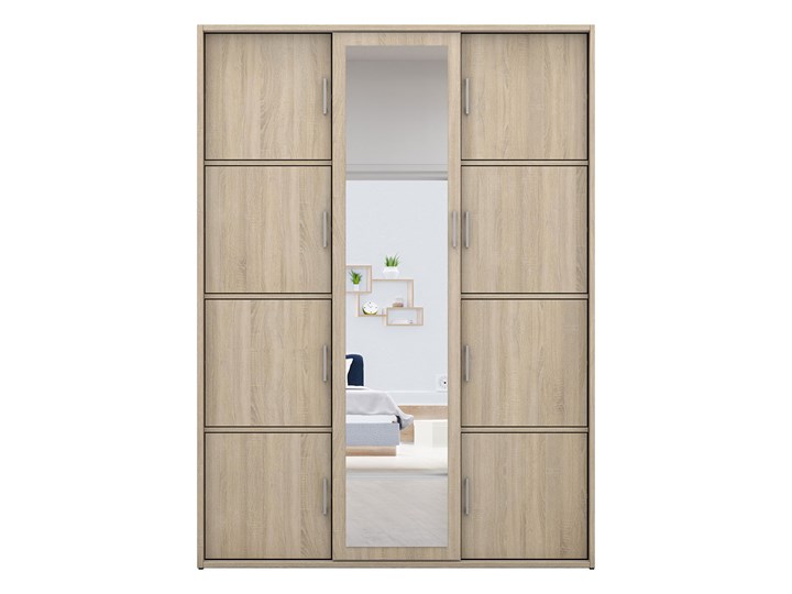Szafa przesuwna z lustrem 140 cm MKS 02 garderoba do przedpokoju Wysokość 205 cm Stal Płyta laminowana Płyta MDF Rodzaj drzwi Przesuwne