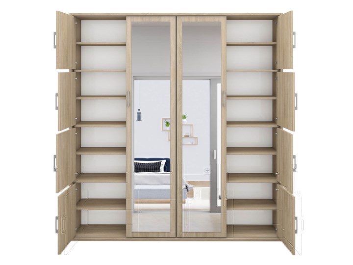 Szafa przesuwna garderoba na buty MKS 03 do przedpokoju z lustrem 190 cm Płyta laminowana Wysokość 205 cm Stal Głębokość 40 cm Płyta MDF Rodzaj drzwi Przesuwne
