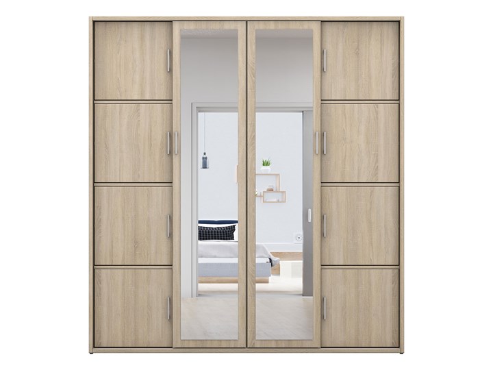 Szafa przesuwna garderoba na buty MKS 03 do przedpokoju z lustrem 190 cm Stal Płyta MDF Wysokość 205 cm Płyta laminowana Głębokość 40 cm Rodzaj drzwi Przesuwne