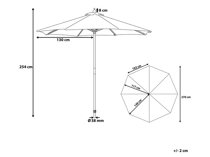 Parasol ogrodowy zielony składany duży 270 x 254 cm Kategoria Parasole ogrodowe Parasole Położenie nogi Centralne