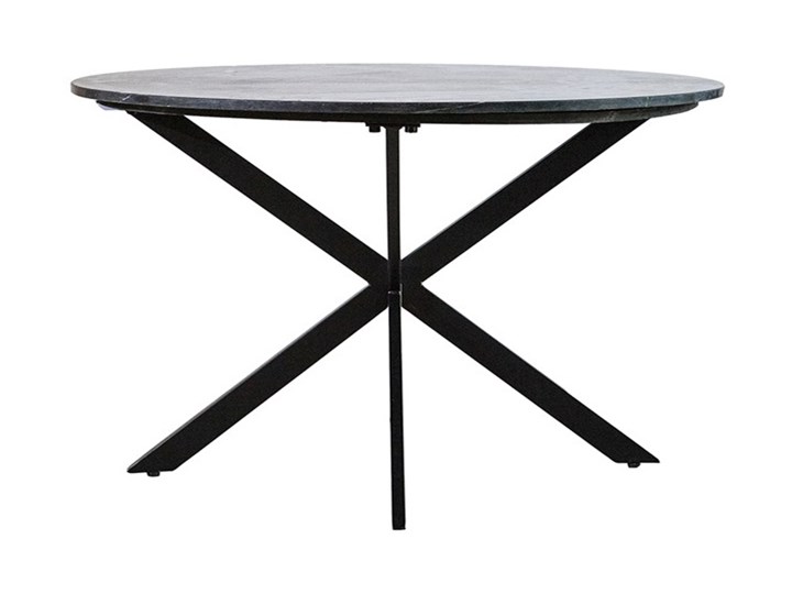 Stół okrągły z marmurowym blatem i metalowymi nogami czarny Ø130 cm
