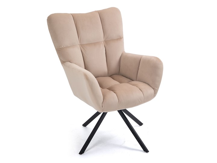 Beżowy fotel do salonu obrotowy SC-8053 Fotel obrotowy Fotel pikowany Tkanina Metal Styl Nowoczesny