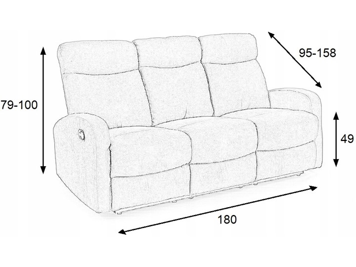 Sofa Rozkładana OSLO 3S Popiel HALMAR Głębokość 95 cm Typ Gładkie