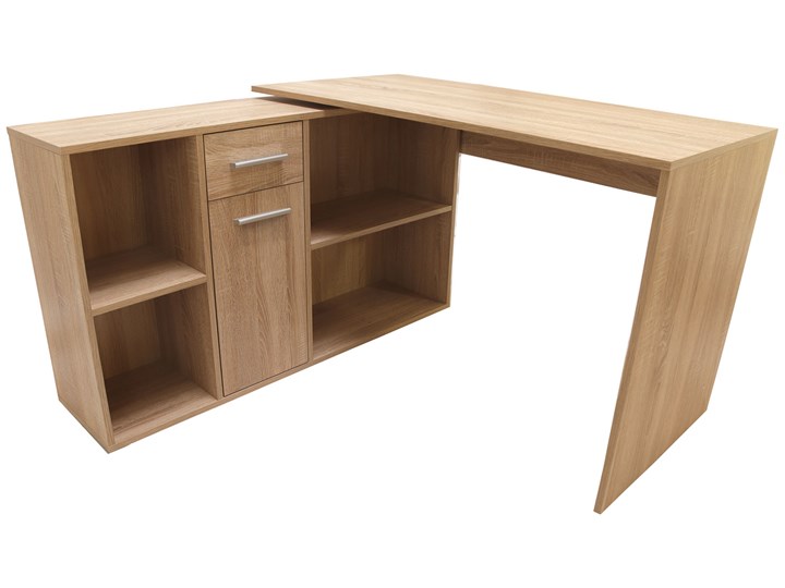 Biurko modułowe z nadstawką dąb sonoma - Soler Szerokość 123 cm Drewno Biurko z nadstawką Szerokość 120 cm Styl Nowoczesny