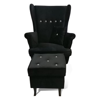 Fotel z podnóżkiem i kryształkami USZAK 5 - Kolory do wyboru