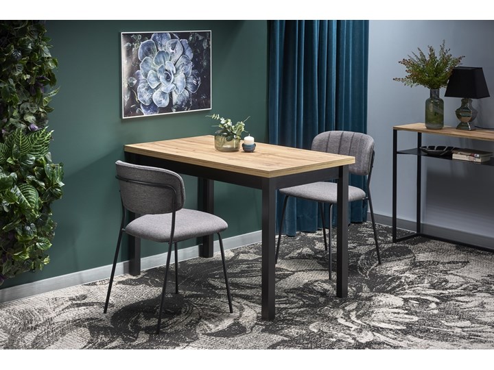 Nierozkładany stół w stylu industrialnym Cobalt Drewno Metal Wysokość 77 cm Długość 120 cm Wysokość 120 cm Rozkładanie Szerokość 120 cm Kolor Beżowy