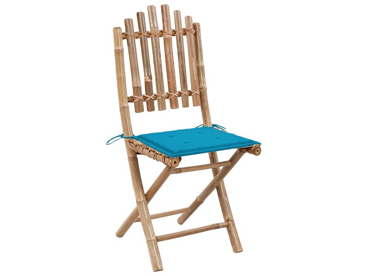 vidaXL Składane krzesła ogrodowe z poduszkami, 2 szt., bambusowe Krzesło składane Drewno Tworzywo sztuczne Kolor Beżowy