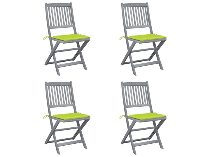 vidaXL Składane krzesła ogrodowe, 4 szt., poduszki, drewno akacjowe Tworzywo sztuczne Krzesło składane Styl Nowoczesny