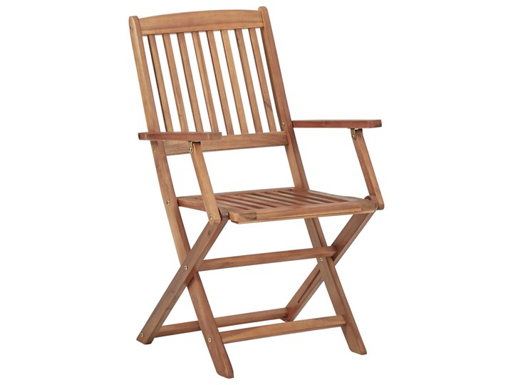 vidaXL Składane krzesła ogrodowe z poduszkami, 2 szt., drewno akacjowe Krzesło składane Tworzywo sztuczne Kolor Brązowy