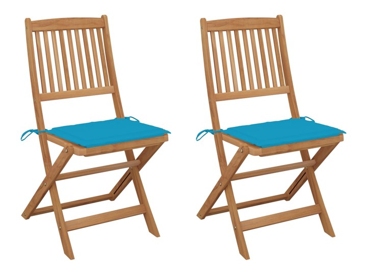 vidaXL Składane krzesła ogrodowe z poduszkami, 2 szt., drewno akacjowe Krzesło składane Kolor Brązowy Tworzywo sztuczne Kolor