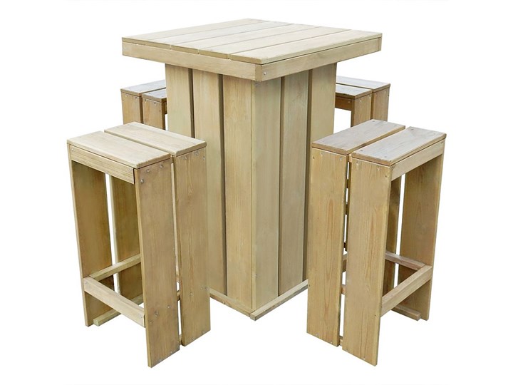 Zestaw drewnianych mebli ogrodowych - Elaine Drewno Zawartość zestawu Stół Stoły z krzesłami Zawartość zestawu Krzesła