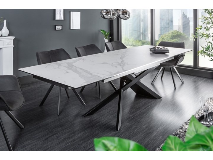 Rozkładany ceramiczny stół do jadalni Marmur Wysokość 77 cm Długość 180 cm Kamień Długość 260 cm Metal Szerokość 90 cm Szkło Drewno Kolor Biały Rozkładanie