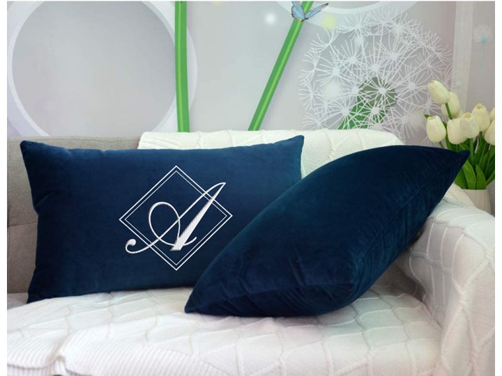 Poduszka prostokąt VELVET BONNY z monogramem - Czarny Prostokątne Poduszka dekoracyjna 40x60 cm Aksamit Poszewka dekoracyjna Welur Kategoria Poduszki i poszewki dekoracyjne