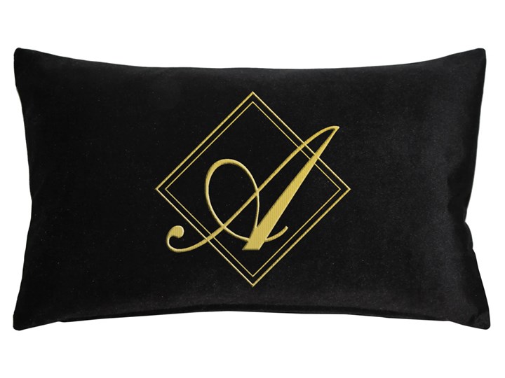 Poduszka prostokąt VELVET BONNY z monogramem - Czarny Aksamit 40x60 cm Welur Prostokątne Poszewka dekoracyjna Poduszka dekoracyjna Kategoria Poduszki i poszewki dekoracyjne