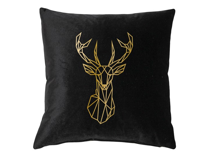 Poduszka VELVET Renifer - Czarny Poszewka dekoracyjna 45x45 cm Welur Aksamit Poduszka dekoracyjna Wzór Świąteczny