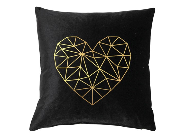 Poduszka VELVET Geometric Heart - Czarny Poszewka dekoracyjna Welur Aksamit 45x45 cm Poduszka dekoracyjna Kategoria Poduszki i poszewki dekoracyjne