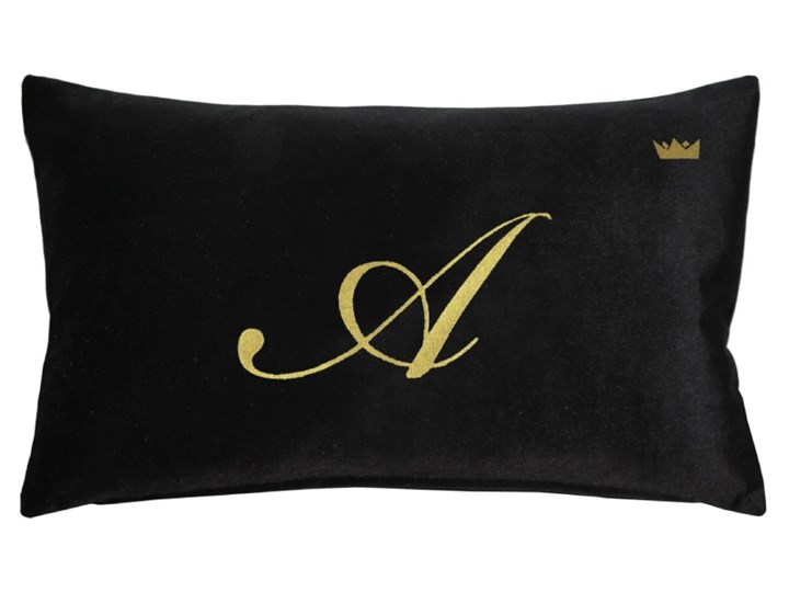 Poduszka prostokąt VELVET IMPERIAL z monogramem - Czarny Welur Aksamit Poszewka dekoracyjna Prostokątne Poduszka dekoracyjna 40x60 cm Kategoria Poduszki i poszewki dekoracyjne