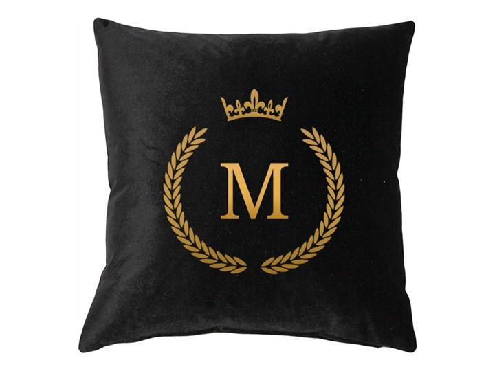 Poduszka VELVET QUEENY z monogramem - Czarny 45x45 cm Aksamit Poduszka dekoracyjna Poszewka dekoracyjna Welur Kategoria Poduszki i poszewki dekoracyjne