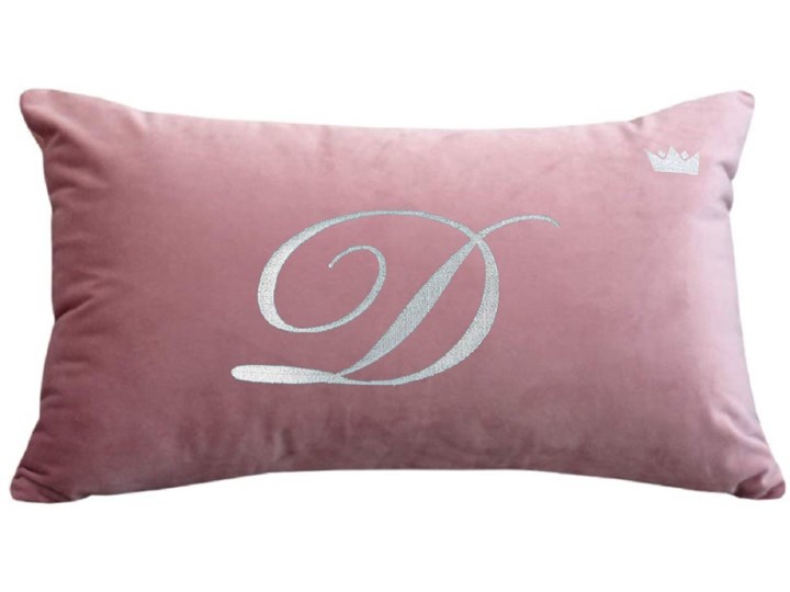 Poduszka prostokąt VELVET IMPERIAL z monogramem - Pudrowy róż Poduszka dekoracyjna Welur Prostokątne Poszewka dekoracyjna 40x60 cm Aksamit Kategoria Poduszki i poszewki dekoracyjne