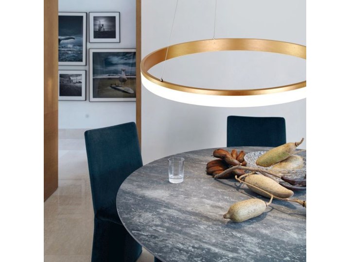 MCODO :: Nowoczesna lampa led Saturn 48W w kolorze złotym 80cm barwa ciepła 2700K Tworzywo sztuczne Metal Pomieszczenie Salon