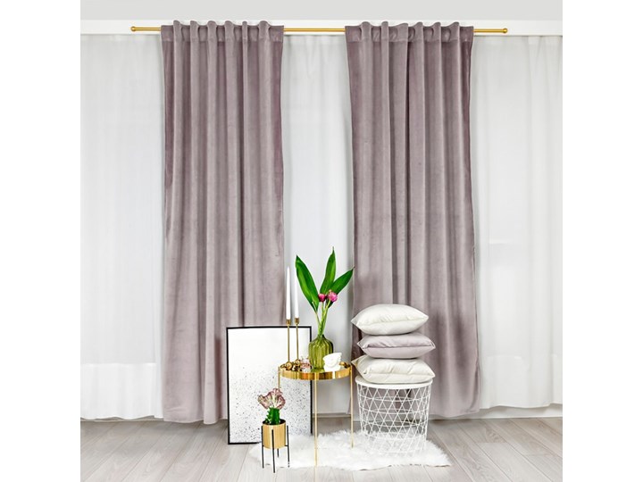 Zasłona z weluru na taśmie Velvet 140x250 cm brudny róż Bawełna Kategoria Zasłony