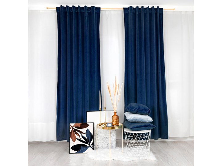 Welurowa zasłona Velvet 140x250 cm w kolorze granatu Pomieszczenie Salon Bawełna Kategoria Zasłony
