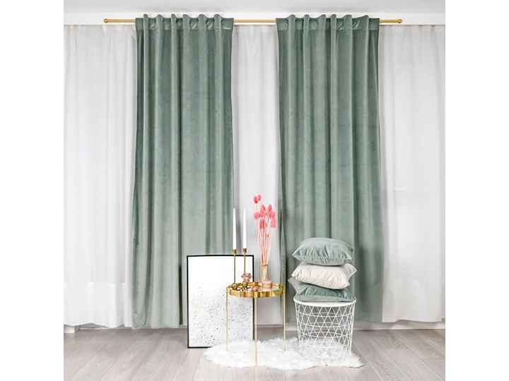 Szałwiowa zasłona z materiału welurowego Velvet 140x250 cm Bawełna Mocowanie Tunel