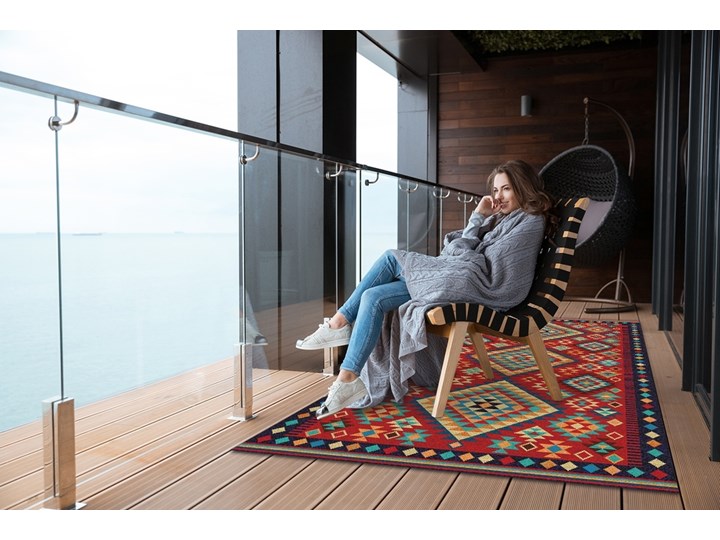 Piękny dywan zewnętrzny Kolorowe trójkąty retro Winyl Dywany 60x90 cm Prostokątny 80x120 cm Pomieszczenie Balkon i taras