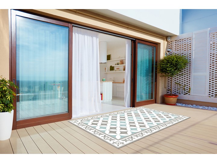 Dywan balkonowy wzór Portugalskie kafelki Winyl Prostokątny Dywany 60x90 cm 80x120 cm Kolor Szary