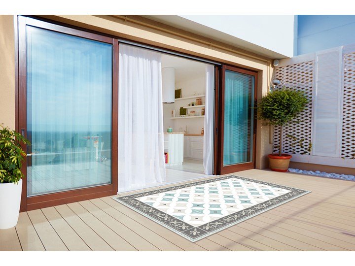 Tarasowy dywan zewnętrzny Skandynawskie koła Prostokątny Dywany Winyl 80x120 cm 60x90 cm Kolor Szary Pomieszczenie Balkon i taras