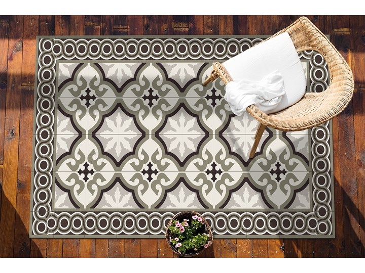Nowoczesny dywan outdoor wzór Hiszpański wzór 80x120 cm Winyl 60x90 cm Kolor Szary Dywany Prostokątny Pomieszczenie Balkon i taras