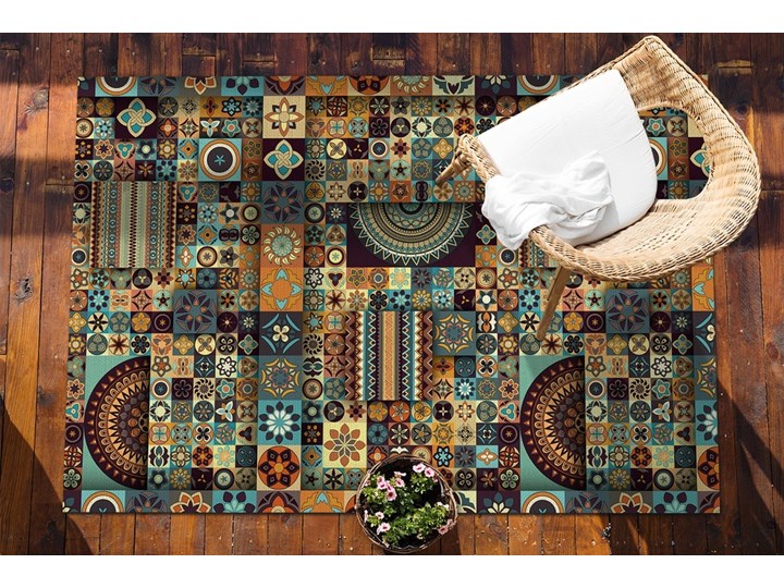 Tarasowy dywan zewnętrzny Mieszanina kafelek Dywany 80x120 cm Winyl Prostokątny 60x90 cm Kolor Miętowy