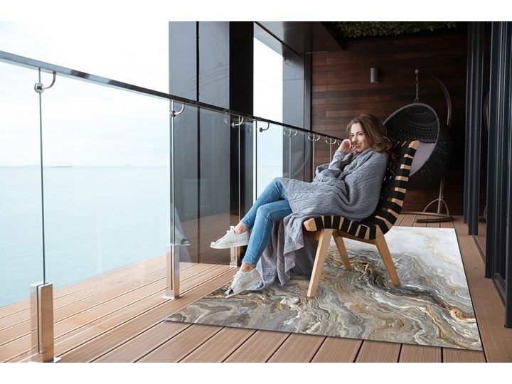Dywan na taras do ogrodu na balkon Perłowy marmur Dywany Prostokątny 80x120 cm 60x90 cm Winyl Pomieszczenie Sypialnia