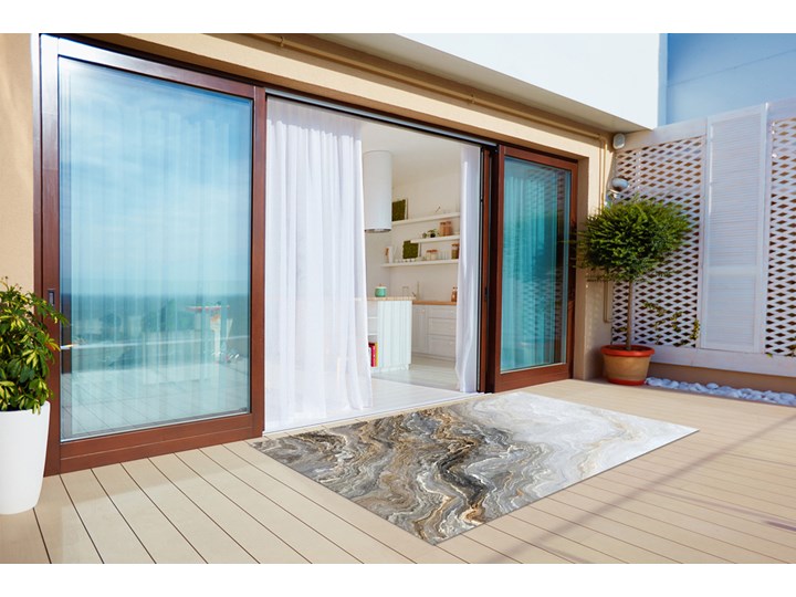 Dywan na taras do ogrodu na balkon Perłowy marmur Winyl Pomieszczenie Przedpokój 80x120 cm Prostokątny 60x90 cm Dywany Pomieszczenie Salon