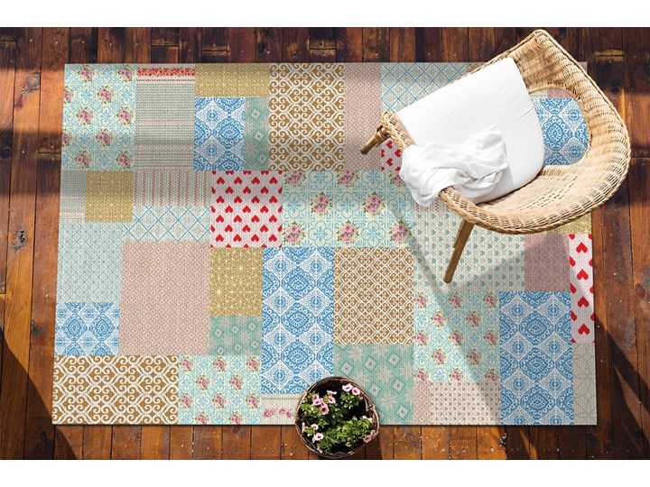 Piękny dywan zewnętrzny Patchwork różne kawałki 60x90 cm Winyl 80x120 cm Prostokątny Dywany Pomieszczenie