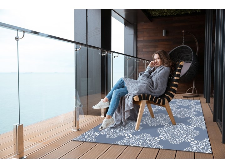 Dywan zewnętrzny tarasowy wzór Ozdobny wzór 80x120 cm Prostokątny 60x90 cm Kolor Winyl Dywany Pomieszczenie Balkon i taras