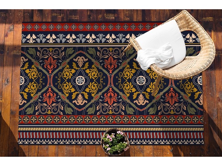 Tarasowy dywan zewnętrzny Kwiatowy wzór boho 60x90 cm Dywany Winyl 80x120 cm Kolor Bordowy Prostokątny Pomieszczenie Kuchnia
