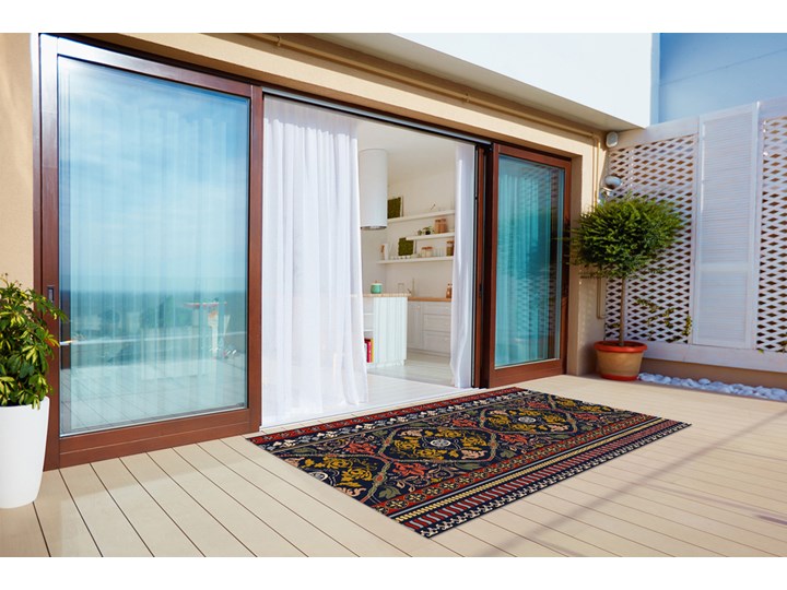 Tarasowy dywan zewnętrzny Kwiatowy wzór boho 60x90 cm Dywany Winyl Prostokątny 80x120 cm Kategoria Dywany