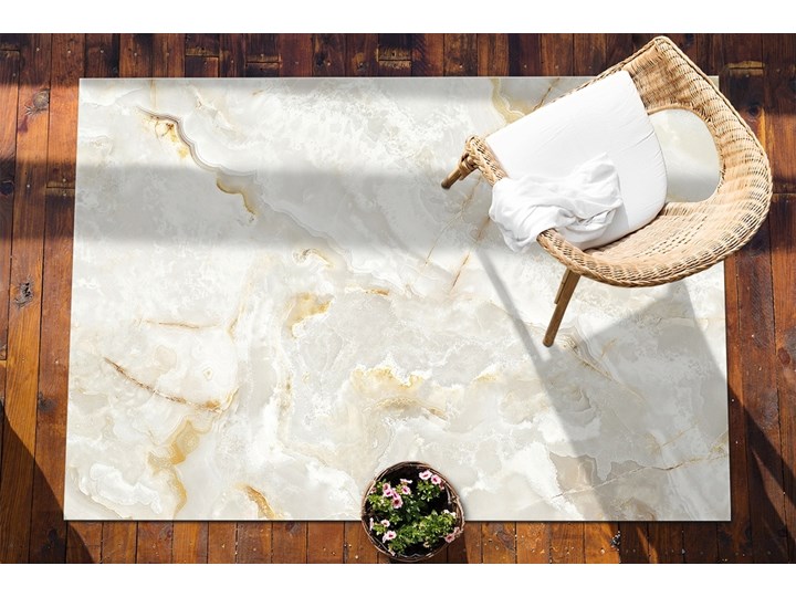 Nowoczesny dywan outdoor wzór Marmur tekstura Prostokątny Winyl 80x120 cm Kolor Beżowy 60x90 cm Dywany Kategoria Dywany