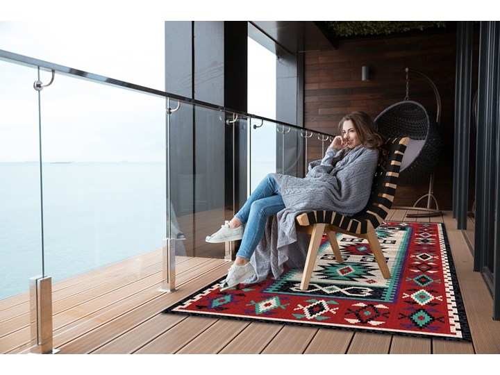 Nowoczesny dywan tarasowy Etniczne proste wzory 60x90 cm Winyl Dywany Prostokątny 80x120 cm Kolor Bordowy Pomieszczenie Sypialnia