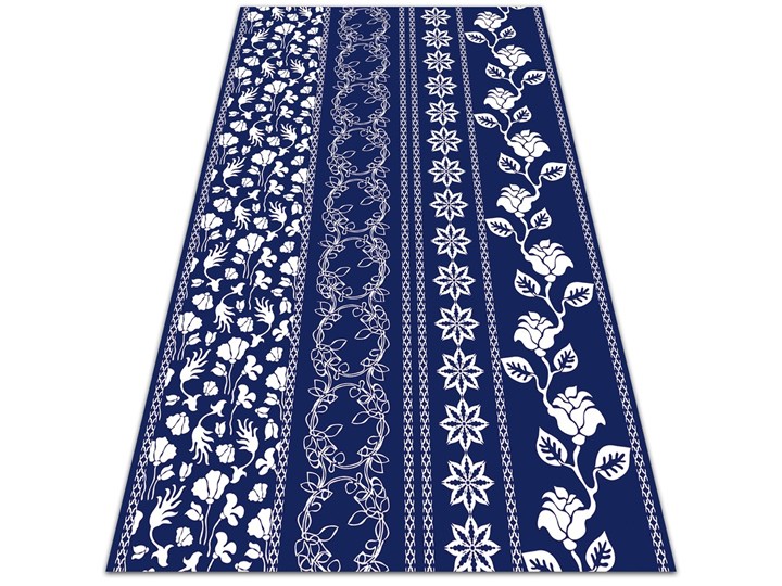 Nowoczesny dywan outdoor wzór Kwiaty szlaczek 60x90 cm Winyl Prostokątny Dywany 80x120 cm Kolor Granatowy