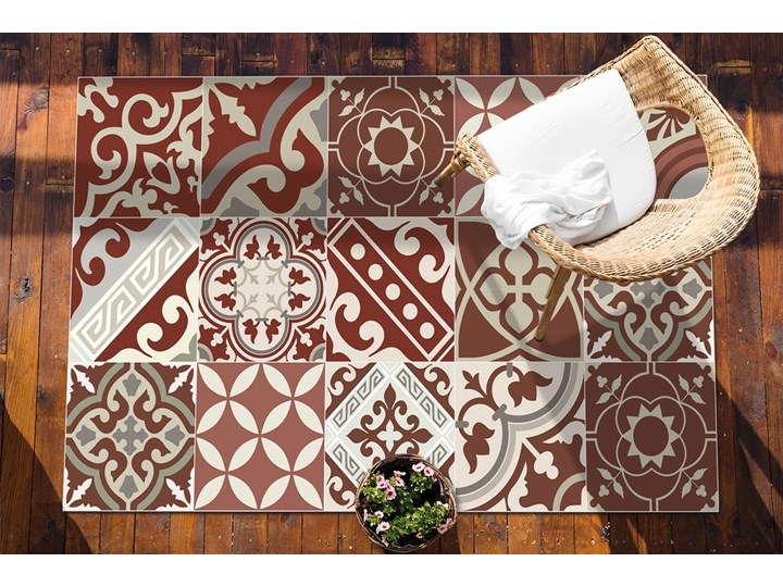 Dywan na taras zewnętrzny Vintage talavera Pomieszczenie Balkon i taras Winyl 60x90 cm 80x120 cm Prostokątny Dywany Kolor Bordowy