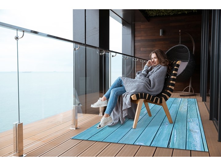 Dywan ogrodowy zewnętrzny Niebieski Prostokątny 60x90 cm Winyl Dywany 80x120 cm Pomieszczenie Balkon i taras