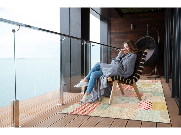 Tarasowy dywan zewnętrzny Kolorowy patchwork Winyl 60x90 cm Dywany Pomieszczenie Salon Prostokątny 80x120 cm Pomieszczenie Przedpokój