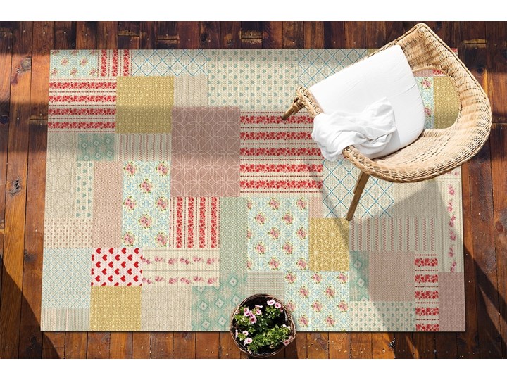 Tarasowy dywan zewnętrzny Kolorowy patchwork Dywany 60x90 cm Prostokątny 80x120 cm Winyl Pomieszczenie Przedpokój